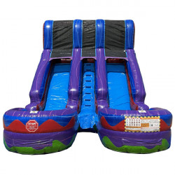 15ft Purple Party Time Dual Lane (Water or Dry Slide)